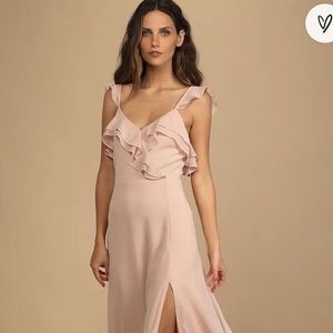 lulus Adoring Glances Blush Ruffled Maxi Dress.